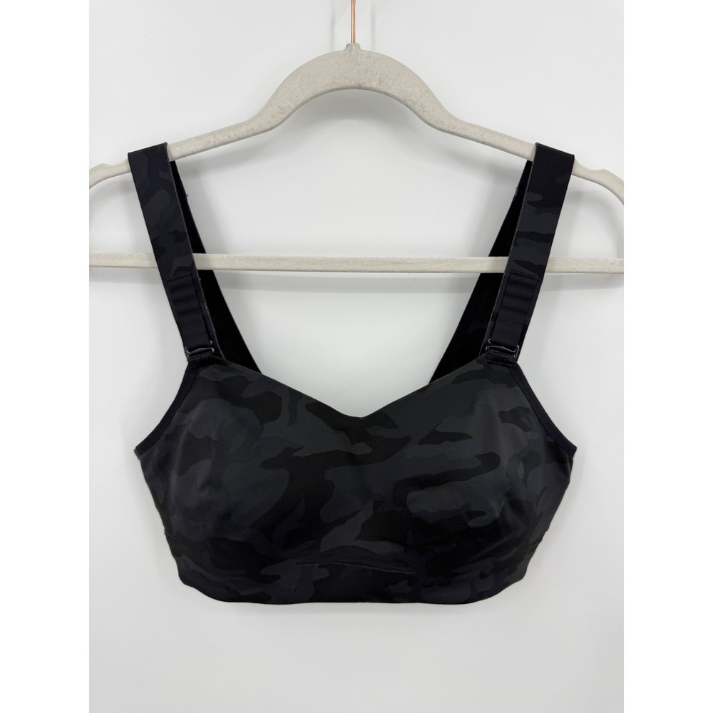 Lululemon Swift Speed Bra Women 32D Black Camo High Support Adjustable Straps